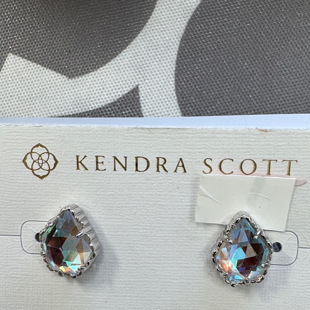 Kendra Scott Silver Earrings with Iridescent Stones